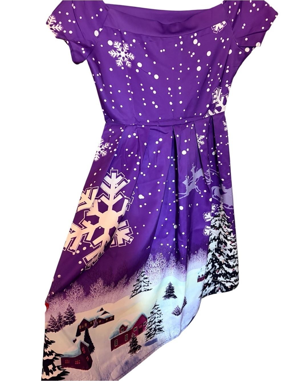 Purple Holiday Snowflake Fit & Flare Dress